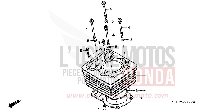 CYLINDER for XR250R FIGHTING RED (R134) from 2002
