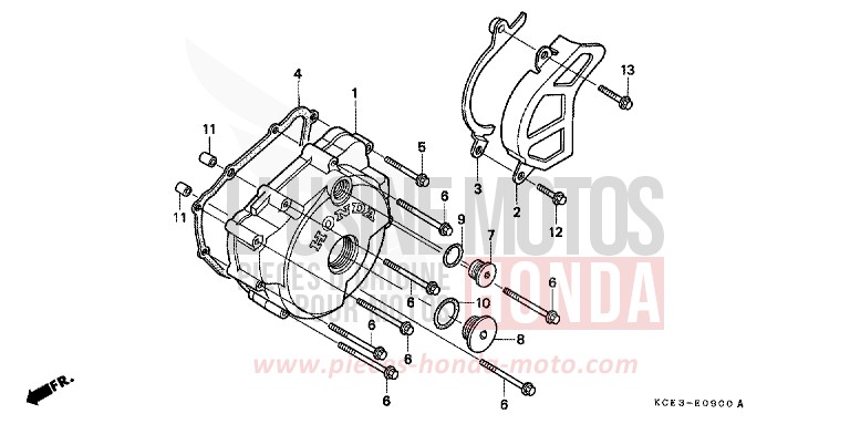 LEFT CRANKCASE COVER for XR250R FIGHTING RED (R134) from 2002