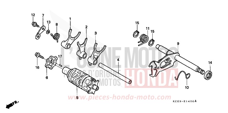 GEAR SHIFT DRUM for XR250R FIGHTING RED (R134) from 2002