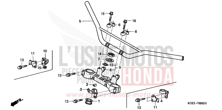 HANDLE PIPE/TOP BRIDGE for XR250R FIGHTING RED (R134) from 2002