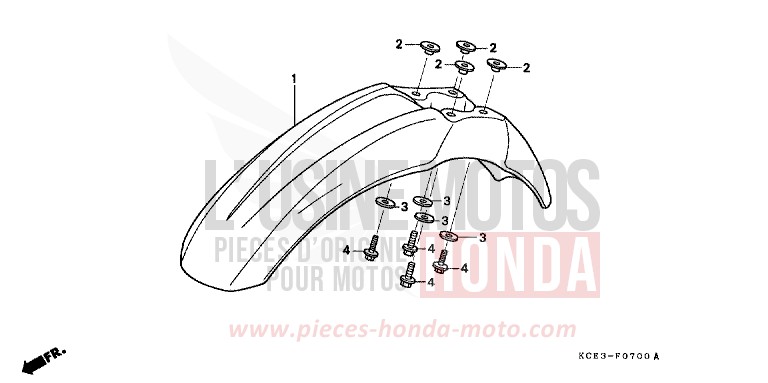 PARAFANGO ANTERIORE per XR250R FIGHTING RED (R134) del 2002