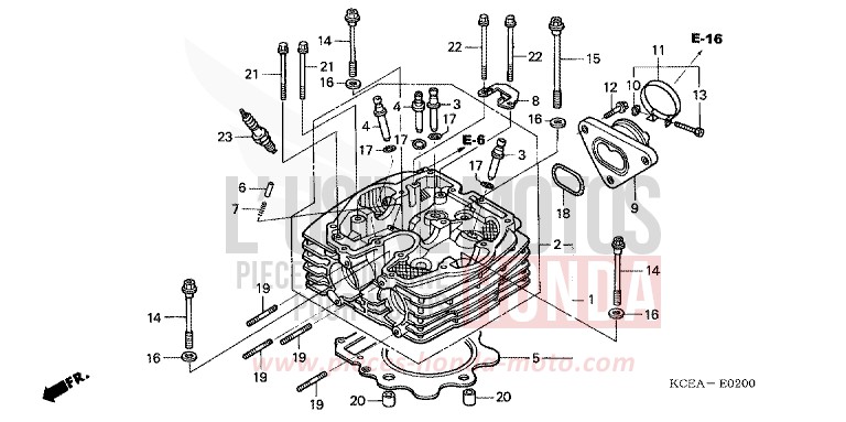 TESTATA per XR250R FIGHTING RED (R134) del 2004