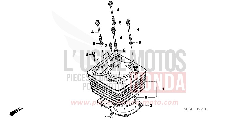 CYLINDER for XR250R FIGHTING RED (R134) from 2004