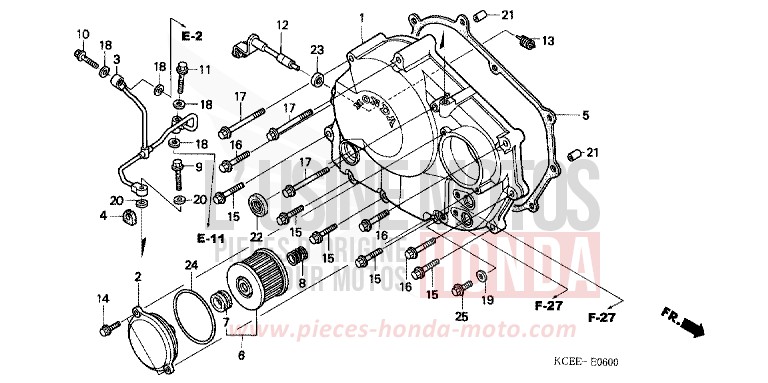 RIGHT CRANKCASE COVER for XR250R FIGHTING RED (R134) from 2004