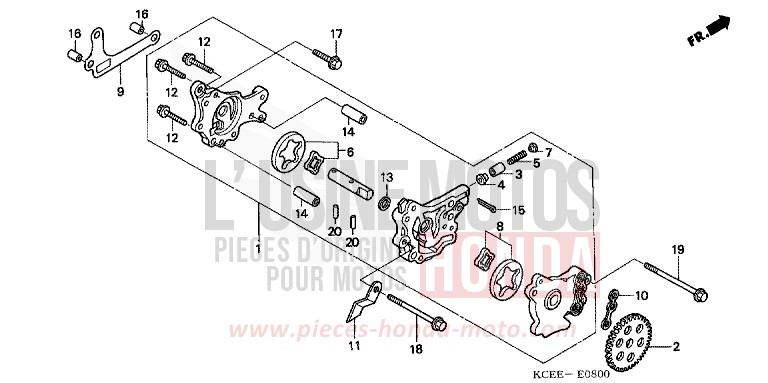 OIL PUMP for XR250R FIGHTING RED (R134) from 2004