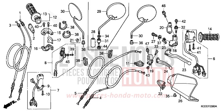 HANDLE LEVER/SWITCH/CABLE for XR250R FIGHTING RED (R134) from 2004
