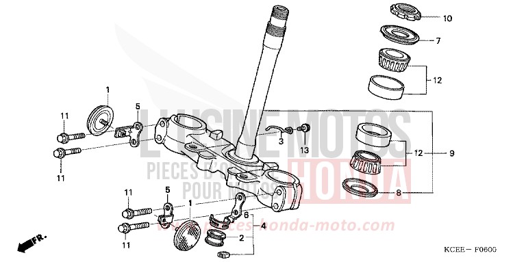 STEERING STEM for XR250R FIGHTING RED (R134) from 2004