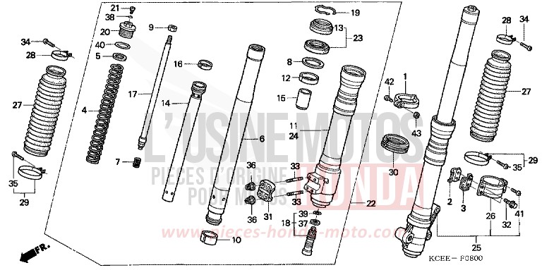FRONT FORK for XR250R FIGHTING RED (R134) from 2004