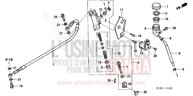 REAR BRAKE MASTER CYLINDER for XR250R FIGHTING RED (R134) from 2004