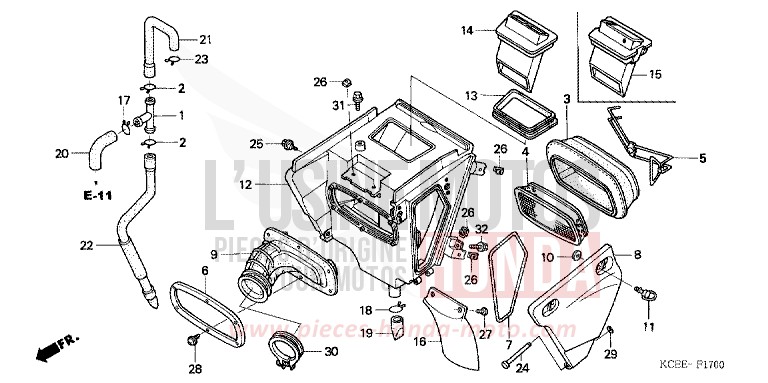 AIR CLEANER (DK/ED/U) for XR250R FIGHTING RED (R134) from 2004