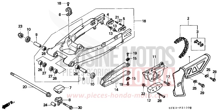 SWINGARM/CHAIN CASE for XR250R FIGHTING RED (R134) from 2004