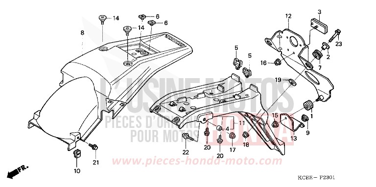 REAR FENDER (ED) for XR250R FIGHTING RED (R134) from 2004