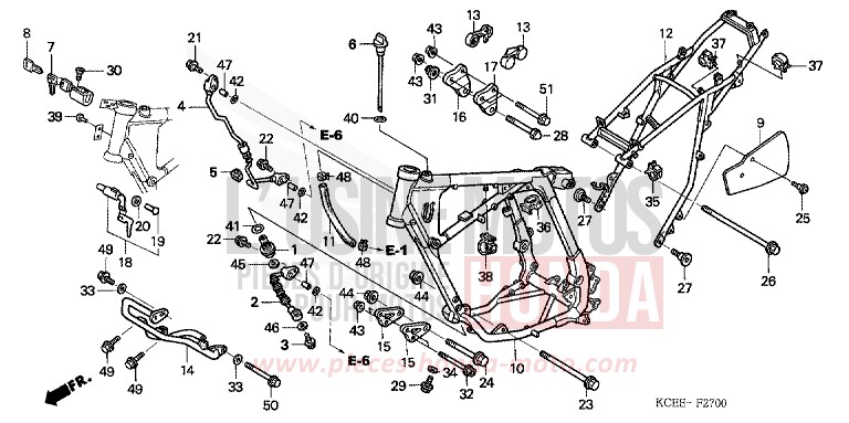 FRAME BODY for XR250R FIGHTING RED (R134) from 2004