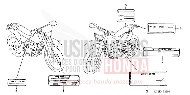 ETICHETTA per XR250R FIGHTING RED (R134) del 2004
