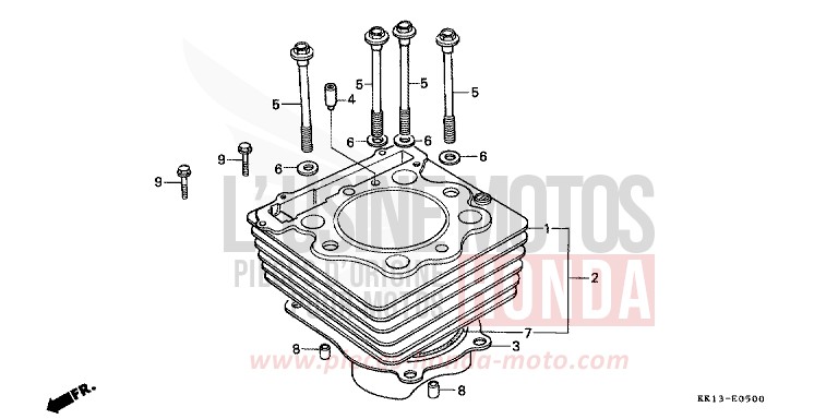 CYLINDER for XR250R FLASH RED (R119) from 1984