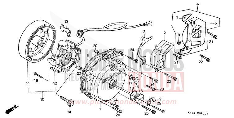 LEFT CRANKCASE COVER/ GENERATOR for XR250R FLASH RED (R119) from 1984