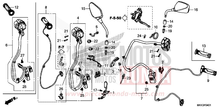 SWITCH/CABLE (CRF1000D/D2/DL/DL2) for CRF1000 PEARL GLARE WHITE (NHB53HB) from 2018