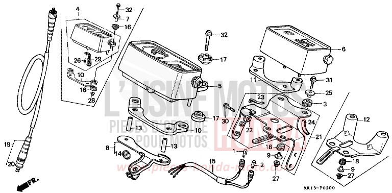 SPEEDOMETER for XR250R FLASH RED (R119) from 1984