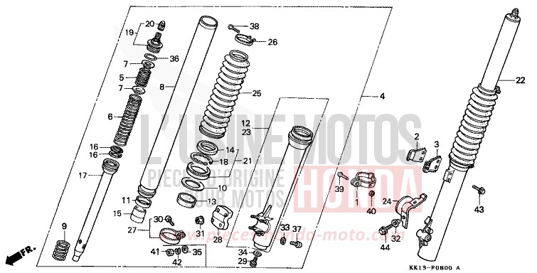 FRONT FORK (XR250RE/RF) for XR250R FLASH RED (R119) from 1984