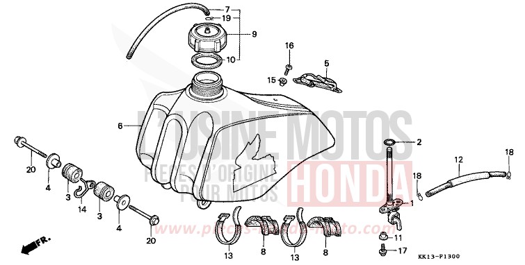 FUEL TANK (XR250RE/RF) for XR250R FLASH RED (R119) from 1984