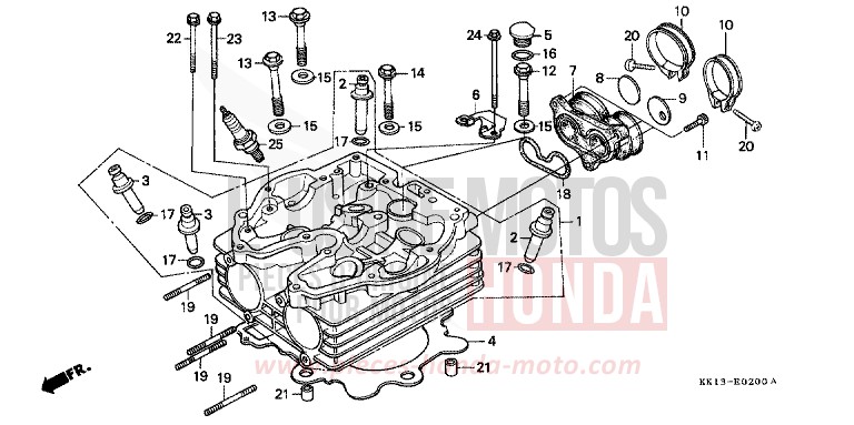 CYLINDER HEAD (XR250RE/EF) for XR250R FLASH RED (R119) from 1985
