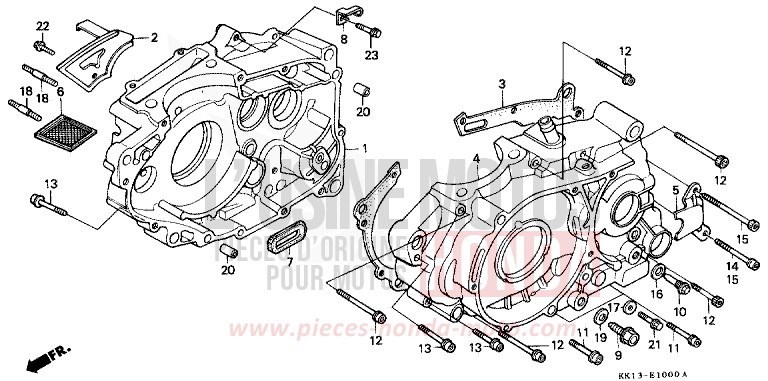 CRANKCASE for XR250R FLASH RED (R119) from 1985