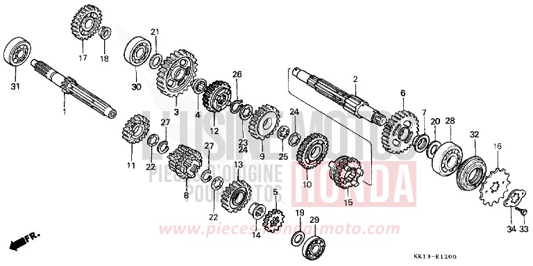 TRANSMISSION for XR250R FLASH RED (R119) from 1985