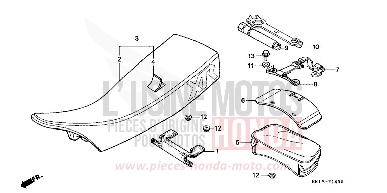 SEAT/TOOLS (XR250RE/RF) for XR250R FLASH RED (R119) from 1985