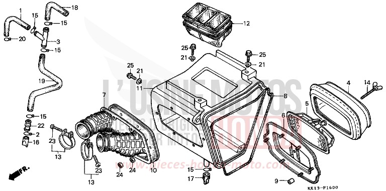 AIR CLEANER (XR250RE/RF) for XR250R FLASH RED (R119) from 1985