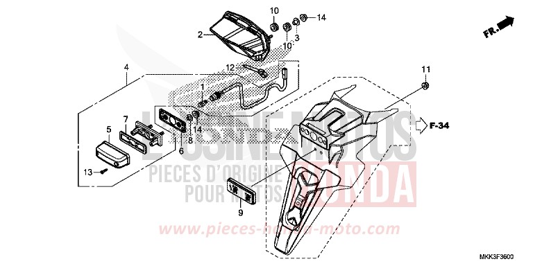 TAILLIGHT/LICENSE LIGHT for CRF1000 PEARL GLARE WHITE (NHB53HB) from 2018