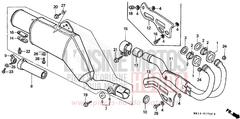 EXHAUST MUFFLER (XR250RE/RF/RG/RH/RJ/RK) for XR250R FLASH RED (R119) from 1985