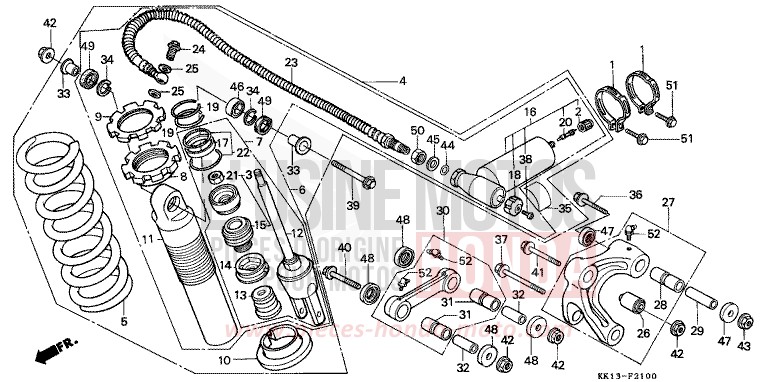 REAR CUSHION (XR250RE/RF) for XR250R FLASH RED (R119) from 1985