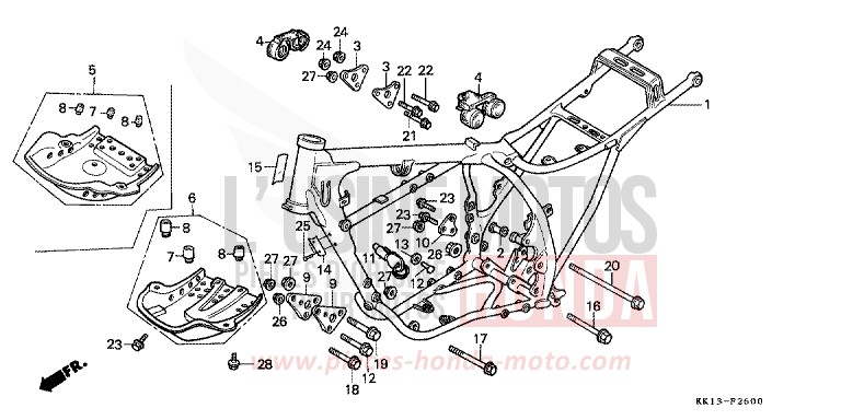 FRAME BODY (XR250RE/RF) for XR250R FLASH RED (R119) from 1985