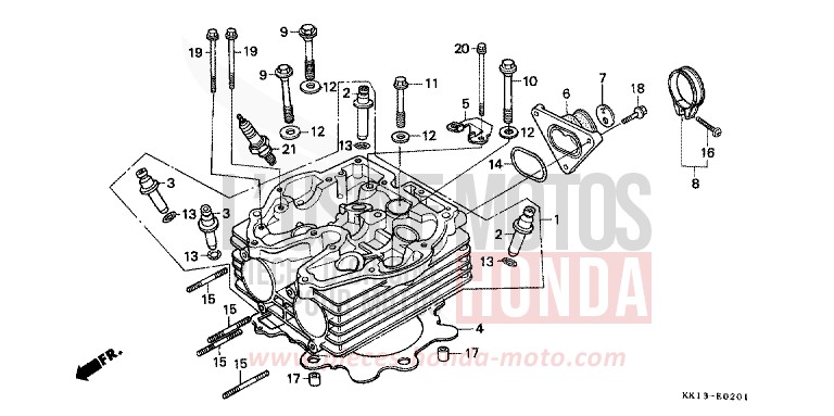 CYLINDER HEAD (XR250RG/RH/RJ/RK/RL/RM) for XR250R SHASTA WHITE (NH138) from 1991