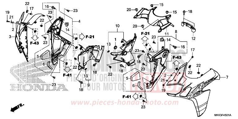 MIDDLE COWL (CRF1000A2/AL2/D2/DL2) for CRF1000 PEARL GLARE WHITE (NHB53HB) from 2018