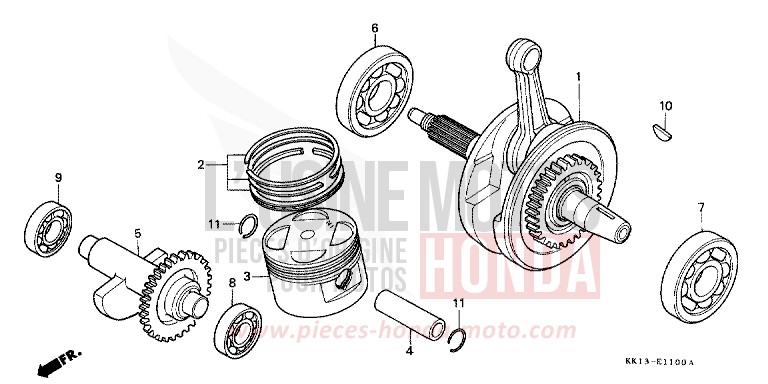 CRANKSHAFT/PISTON for XR250R SHASTA WHITE (NH138) from 1991
