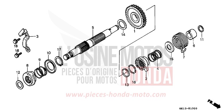 KICK STARTER SPINDLE for XR250R SHASTA WHITE (NH138) from 1991
