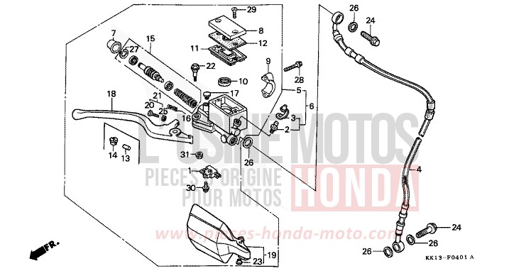 FR. BRAKE MASTER CYLINDER (2) for XR250R SHASTA WHITE (NH138) from 1991