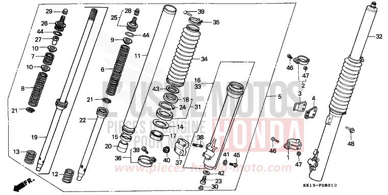 FRONT FORK (XR250RG/RH/RJ/RK/RL/RM) for XR250R SHASTA WHITE (NH138) from 1991