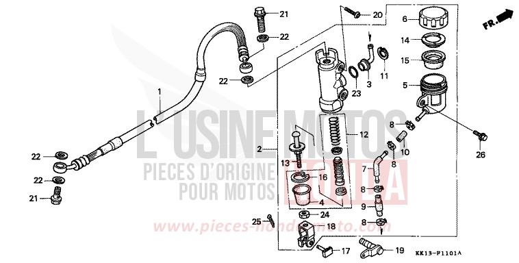 RR. BRAKE MASTER CYLINDER for XR250R SHASTA WHITE (NH138) from 1991