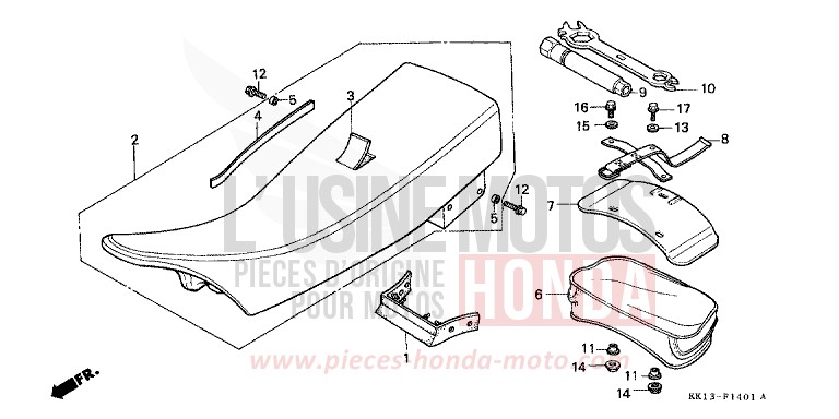 SEAT/TOOLS (XR250RG/RH/RJ/RK/RL/RM) for XR250R SHASTA WHITE (NH138) from 1991
