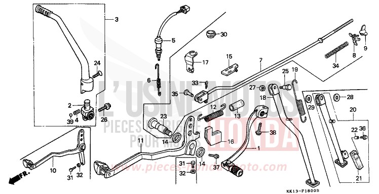 PEDAL/KICK STARTER ARM for XR250R SHASTA WHITE (NH138) from 1991