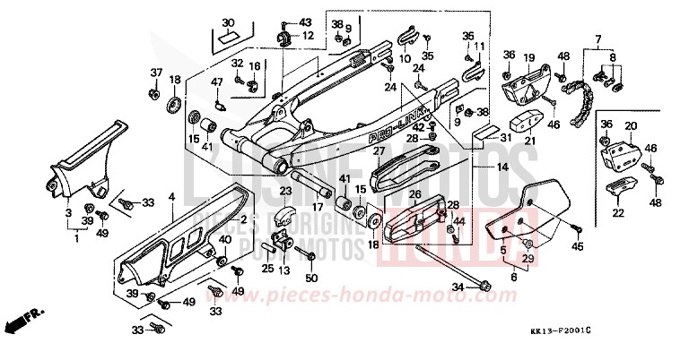 SWINGARM/CHAIN CASE for XR250R SHASTA WHITE (NH138) from 1991