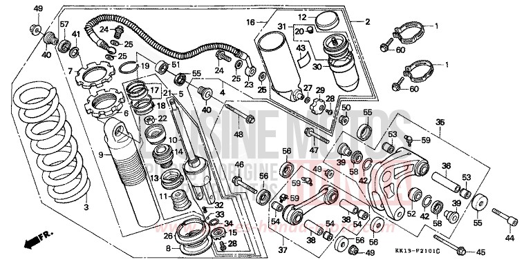 REAR CUSHION (XR250RG/RH/RJ/RK/RL/RM) for XR250R SHASTA WHITE (NH138) from 1991