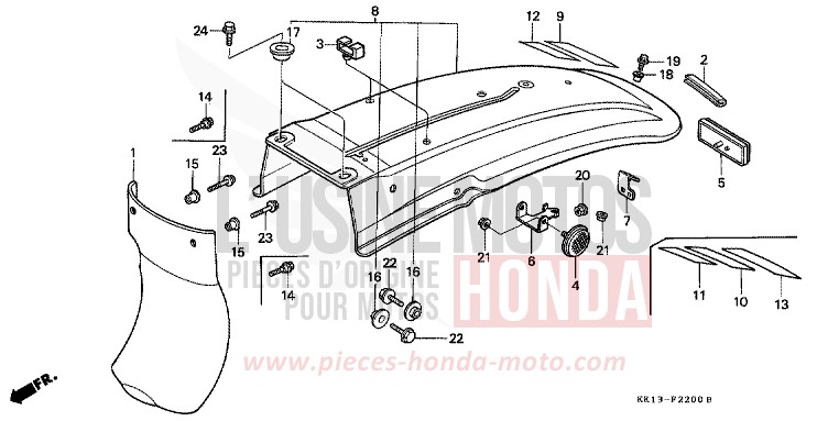 REAR FENDER for XR250R SHASTA WHITE (NH138) from 1991