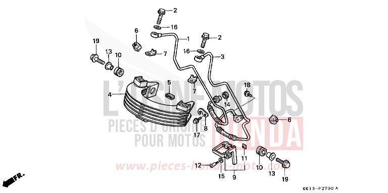 OIL COOLER (XR250RG/RH/RJ/RK/RL/RM) for XR250R SHASTA WHITE (NH138) from 1991