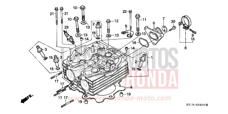 TESTATA per XR250R SHASTA WHITE (NH138H) del 1992