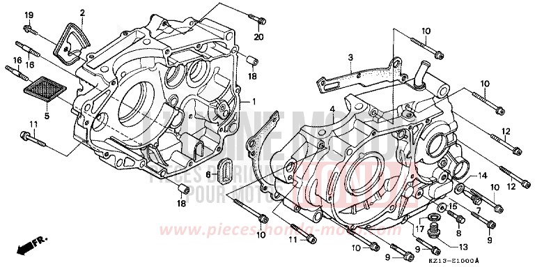 CRANKCASE for XR250R SHASTA WHITE (NH138H) from 1992