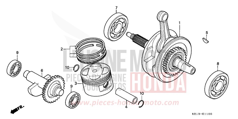 CRANKSHAFT/PISTON for XR250R SHASTA WHITE (NH138H) from 1992