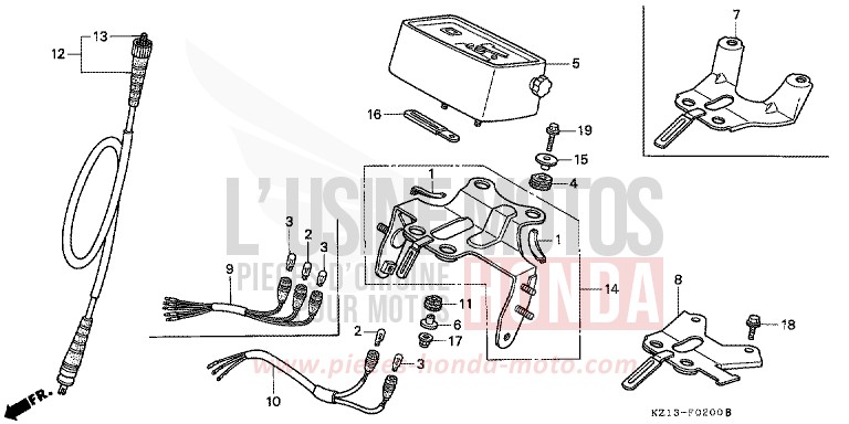 SPEEDOMETER (B/DK/ED/U) for XR250R SHASTA WHITE (NH138H) from 1992